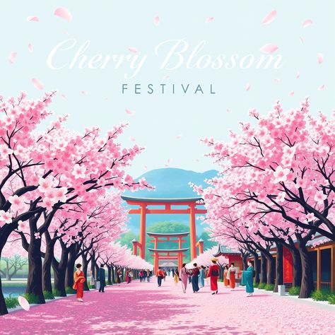 Cherry Blossom Festival  #CherryBlossom #Festival #Japan #art #poster Cherry Blossom Poster, Cherry Blossom Tree Illustration, Shillong Cherry Blossom Festival, Japan Cherry Blossom Festival, Japan Cherry Blossom, Cherry Blossom Festival, Collage Illustration, Festival Posters, Drawing For Kids