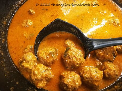 Ball curry recipe, Anglo Indian ball curry recipe, recipe, anglo indian, curry, gravy, beef, minced meat, ground beef, balls, kofta, coconut curry, spicy, delicious, traditional, popular, anglo indian, ball curry, recipe, bad word curry, how to make, meatballs, mutton, meat ball Lamb Kofta Recipe, Curry Lamb, Meatball Curry, Spicy Meatball, Lamb Kofta, Indian Comfort Food, Juicy Meatballs, Masala Fries, Curry Meatballs