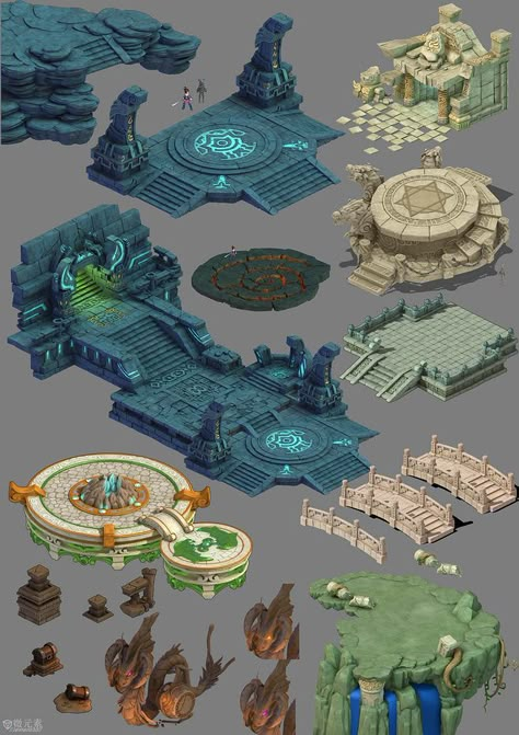 environment Isometric Game, Fantasy Environment, Game Level Design, Piskel Art, Environment Props, 3d Environment, Isometric Art, Game Environment, Game Props