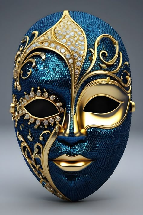 Carnival Mask Design, Full Face Mask Design Ideas, Mascara Design Ideas, Carnaval Mask, Masquerade Ball Costume, Italian Masks, Peacock Mask, Jester Mask, Gold Masquerade Mask