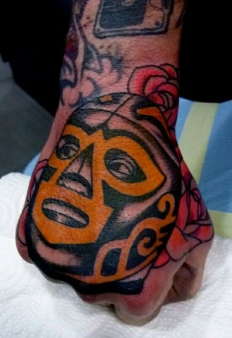 Lucha Two Wrestling Tattoos, Mexican Skull Tattoos, Fist Tattoo, Mexican Tattoo, Hand And Finger Tattoos, Mask Tattoo, Bride Of Frankenstein, Skull Tattoos, Skin Art