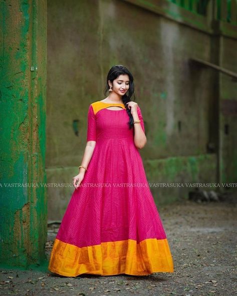 https://youtu.be/c833-C0wcJM Long Dress Models For Stitching, Pattu Long Frocks For Women Neck Designs, Saree Into Kurti, Neck Designs For Frocks, Long Frocks Models For Stitching, Pattu Long Frocks For Women, Pattu Gown, Anarkali Ideas, Pattu Frocks