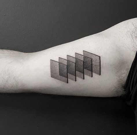 Symetric Tattoo Man, Grid Tattoo, Fading Tattoo, Suprematism Tattoo, Minimalist Tattoo Men Geometric, Cube Tattoo Geometric, Abstract Tattoo Men, Geo Metric Tattoo Design, Geometric Illusion Tattoo