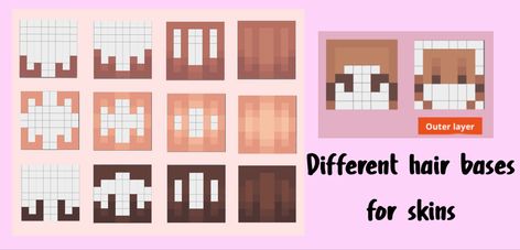 How To Shade Minecraft Clothes, Minecraft Skin Color Palette, How To Shade Minecraft Hair, Minecraft Skin Hair Shading, Minecraft Hair Template, Minecraft Skin Base Layout, Minecraft Skin Hair Tutorial, Minecraft Skin Hair Base, Minecraft Eyes Skin