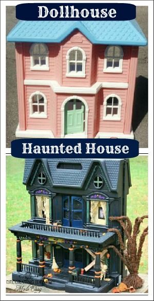 Make a Haunted House From An Old Doll House...OK I know if you look at these… Make A Haunted House, Homemade Halloween Crafts, Cheap Diy Halloween Decorations, Halloween Decorations To Make, Cheap Halloween Decorations, Halloween Fest, Casa Halloween, Haunted Dollhouse, Cheap Halloween