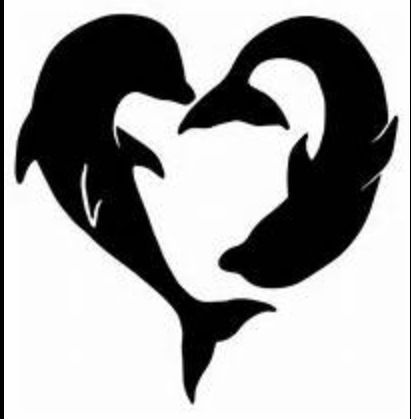 Dolphin tattoo hart Rose Tattoo Black, Dolphin Silhouette, Dolphins Tattoo, Heart Silhouette, Black Drawing, Rose Tattoos For Women, Dolphin Art, Dolphin Jewelry, Silhouette Drawing