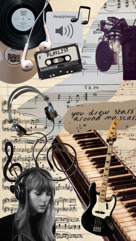 Music Room Art, Music Notes Tattoo, Iphone Wallpaper Music, Quote Collage, Collage Moodboard, Aesthetic Music, Music Collage, Music Motivation, Wallpaper Collage