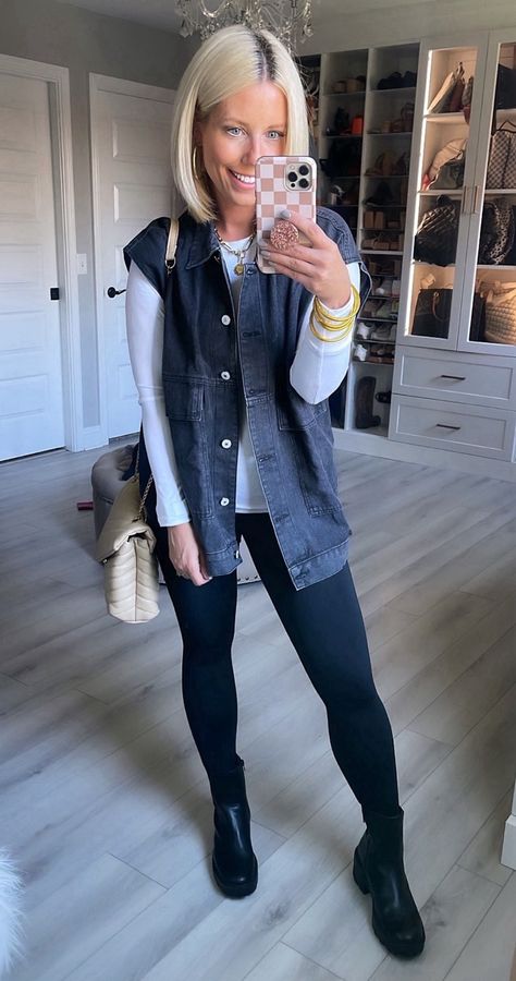 Black denim vest