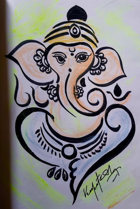 Ganesh Drawing For Kids, Ganesh Drawing, Oil Pastels Drawing, Ganesh Art Paintings, Scenery Drawing, Ganesh Art, Oil Pastels, Drawing For Kids, Oil Pastel