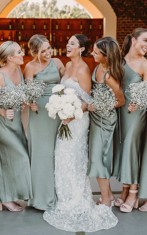 Green Satin Bridesmaid Dresses, Olive Green Bridesmaid Dresses, Sage Bridesmaid Dresses, Sage Green Bridesmaid Dress, Sage Green Dress, Custom Bridesmaid Dress, Sage Wedding, Sage Green Wedding, Green Bridesmaid