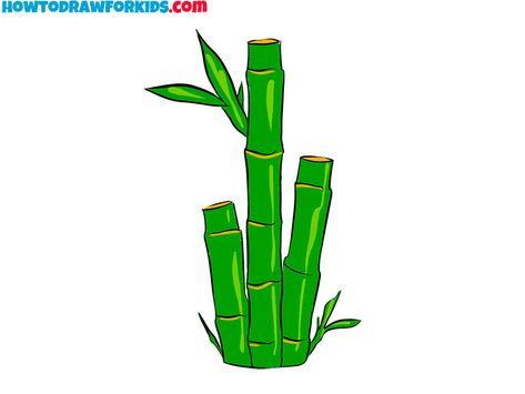 Bamboo Drawing Simple, Drawing Bamboo, Bamboo Drawing, Create Cartoon Character, Teaching Drawing, Make A Character, Drawing Tutorials For Kids, Coloring Supplies, Unique Drawings