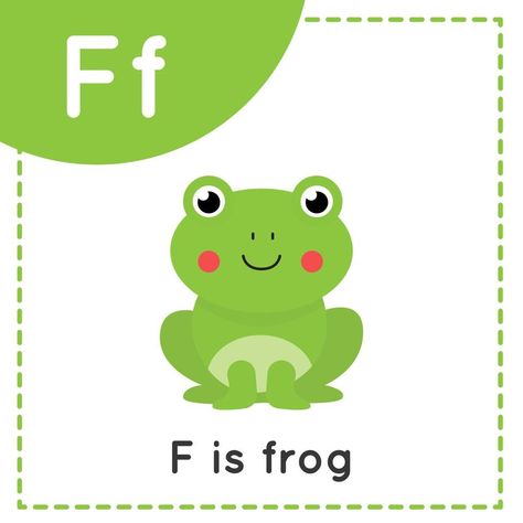 F For Frog, Alphabet Printables Letters, F Is For Frog, English Alphabet For Kids, Alphabet Flash Cards Printable, Pre Primary, Cartoon Frog, Abc Print, Illustration Art Kids