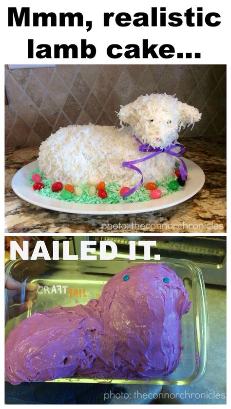 Nailed it! Cake Fail, Remembering Grandma, Baking Fails, Cooking Fails, Lamb Cake, Cake Fails, Fail Nails, Diy Fails, Food Fails