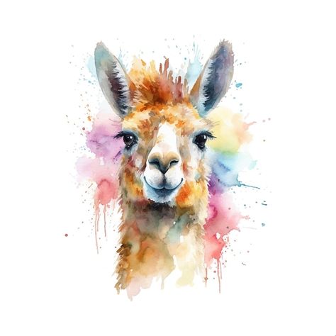 Vector a watercolor painting of a llama ... | Premium Vector #Freepik #vector Llama Watercolor Paintings, Alpaca Watercolor Paintings, Lama Watercolor, Alpaca Watercolor, Llama Watercolor, Llama Illustration, Llama Drawing, Llama Painting, Watercolor Houses