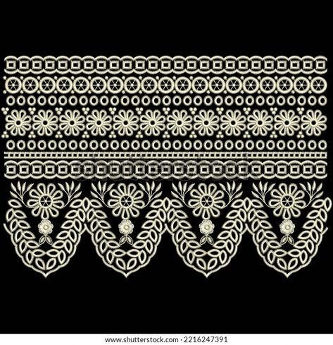 Boring Border Embroidery, Indian Border Design Embroidery, Printed Border Design, Seamless Embroidery Pattern, Shifli Embroidery Designs, Boring Embroidery Design, Schiffli Embroidery Design, Schiffli Borders, Embroidery Border Patterns