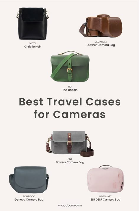 If you’re one who still loves to take photos—especially on a trip—using a DSLR camera or mirrorless equivalent instead of your iPhone, this is the story for you to read.Because, if you are one of those people, odds are you’ve either been carefully packing your camera and all of its accessories in a travel case for cameras that screams tech, made of boring lack nylon and feeling larger than your actual clothing duffel bag…or you just throw it in your handbag and hope for the best. Cute Camera Bag, Camera Bags For Women, Dslr Bag, Travel Camera Bag, Stylish Camera Bags, Small Camera Bag, Camera Purse, Camera Bag Purse, Best Travel Backpack