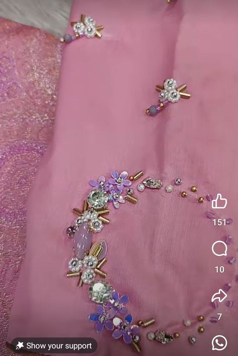 Simple Brooches Blouse Design, Brooch Work Blouse Design, Brooches Blouse Design, Brooch Work, Magam Work, Brooch Design, Pakistan Dress, Maggam Work Designs, Cross Wallpaper