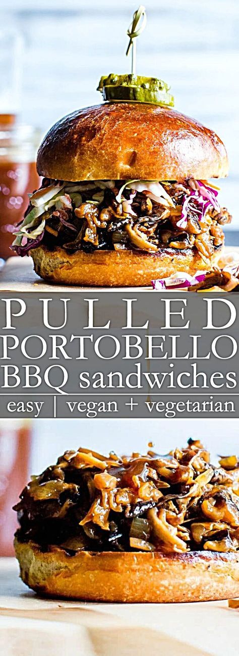 Mushroom Bbq, Bbq Sandwiches, Vegetarian Bbq, Bbq Sandwich, Vegan Bbq, Pork Sandwich, Pulled Pork Sandwich, Vegan Burgers, Tasty Vegetarian Recipes