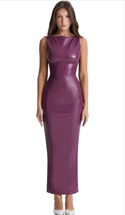 Bodycon Maxi Dresses, House Of Cb, Purple Leather, Purple Fashion, Merlot, Leather Dress, Looks Vintage, Nordstrom Dresses, Outfit Casual