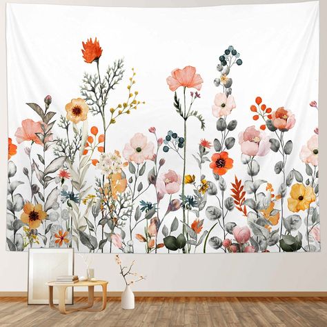 Plant Tapestry, Botanical Tapestry, Tapestry Flower, Tapestry For Bedroom, Wall Hanging Plant, Wildflower Pattern, Dorm Decoration, Herb Wall, Mountain Tapestry