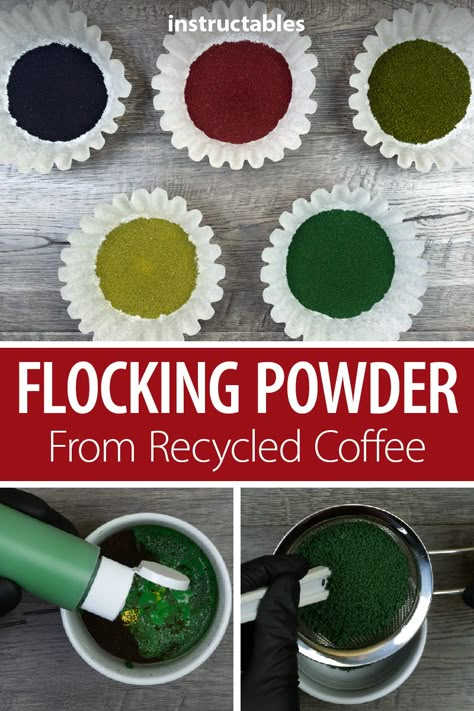 Flocking Powder Diy, Diy Craft Furniture, Homemade Flocking Powder, Diy Fake Grass Miniature, Diy Flocking Powder Recipe, Diarama Ideas Easy, Dnd Crafts Diy Projects, Diy Flocking Powder, Dnd Diy Projects