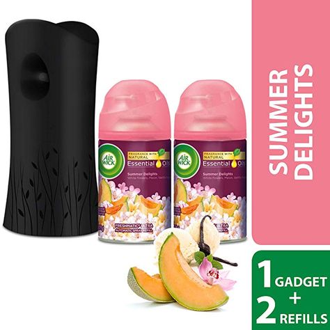 Air Wick Life Scents Freshmatic Automatic Spray Kit (Gadget + 2 Refills), Summer Delights, Air Freshener Essential Oil Spray Deodorant, Dryer Sheet Air Freshener, Gel Air Freshener, Automatic Air Freshener Sprays, Air Wick Refill, Air Wick, Air Freshener, Starter Kit, Deodorant