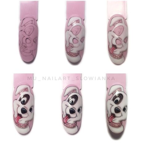 Simple Acrylic Paintings Nails, 101 Dalmatians Nail Art, Dalmatian Nail Art, 101 Dalmatian Nails, 101 Dalmations Nails, Dalmatian Nails, Rounded Acrylic Nails, Animal Nail Designs, Nailart Tutorial