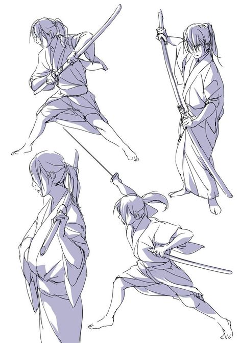 Samurai Pose, Samurai Drawing, Action Pose Reference, Action Pose, Reference Drawing, Poses References, Character Poses, Figure Drawing Reference, Character Sheet