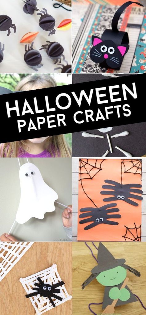 These fun Halloween construction paper crafts are perfect for kids of all ages. #twitchetts #papercrafts #constructionpaper #halloween Halloween Paper Crafts For Kids, Halloween Diy Paper, Paper Pumpkin Craft, Fall Paper Crafts, Construction Paper Crafts, Halloween Crafts For Toddlers, Halloween Paper Crafts, Halloween Arts And Crafts, Easy Halloween Crafts