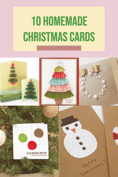 10 Homemade Christmas Cards - DIY Thought Christmas Card From Kids, Easy Homemade Christmas Cards, Diy Homemade Cards, Diy Christmas Cards Easy, Christmas Cards Handmade Kids, Homemade Christmas Card, Quick And Easy Cards, Snowman Christmas Cards, Christmas Cards Kids