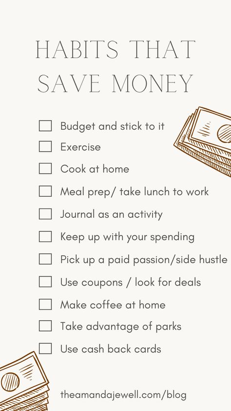 Habits That Save Money — Amanda Jewell Financial Discipline, December Mood, Financial Habits, Lip Combos, Money Saving Methods, Saving Habits, Money Saving Techniques, Money Frugal, Money Strategy