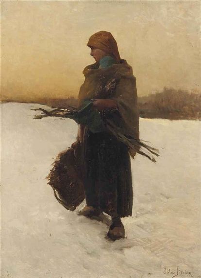 Jules Breton, Franz Marc, Winter Wood, Snowy Winter, French Artists, Ancient Art, Figure Painting, Figurative Art, American Artists