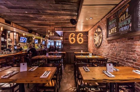 Virtual Tour for Route 66 Smokehouse Restaurant in NYC Mancave Interior, Bbq Restaurant Design, Restaurant Design Rustic, Bar Renovation, From Farm To Table, Beer Hall, Stone Street, American Recipes, Grill Restaurant