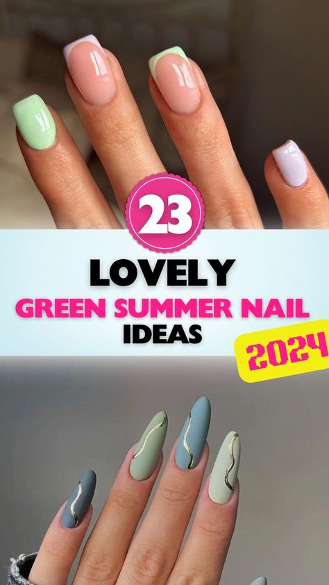 Refresh your style with 23+ fresh green summer nails for 2024. Perfect for a vibrant summer vibe! Simple Summer Nail Ideas, Chrome Summer Nails, End Of Summer Nails, Summer Chrome Nails, Chrome Nail Ideas, Simple Summer Nails, Nail Ideas Summer, Summer Nails 2024, Different Nail Shapes