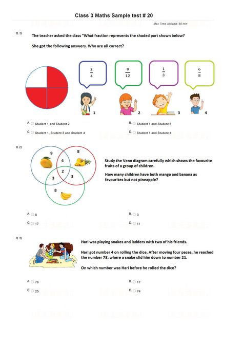 Hot Questions, Class 3 Maths, Olympiad Exam, Math Olympiad, Online Mock Test, Previous Year Question Paper, Fractions Decimals, Math Printables, Sample Paper