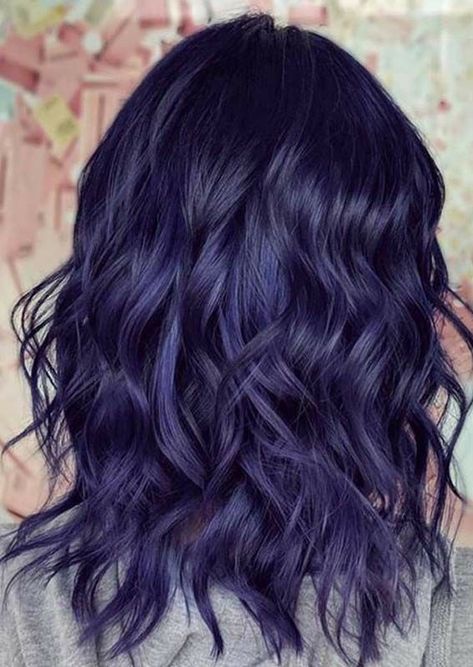 Shades Of Purple Hair, Dark Purple Hair Color, Mendhi Decor, Indigo Hair, Blue Purple Hair, Purple Hair Color, Medium To Long Hair, Dark Purple Hair, Bold Hair Color