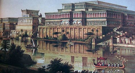 Red Conceptual, Ancient Egyptian Architecture, Ancient Library, Gardens Of Babylon, Amenhotep Iii, Ancient Mesopotamia, Age Of Empires, Ancient Origins, Fantasy City