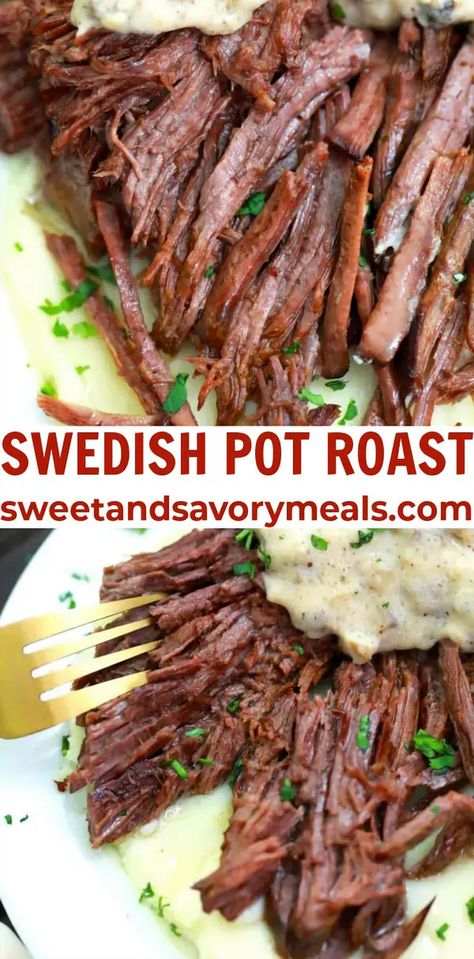 Immerse yourself in the cozy flavors of Scandinavia with this savory Swedish pot roast. Perfect for chilly evenings, this dish combines tender beef with aromatic herbs and a touch of traditional Swedish spices, creating a comforting meal that warms both body and soul. Whether you're hosting a dinner party or enjoying a quiet night in, this Nordic-inspired recipe promises to bring a taste of Sweden to your table, making every bite a delightful journey into the heart of Nordic comfort cuisine. Roasting Mushrooms In The Oven, Swedish Food Traditional, Swedish Meals, December Recipes, Swedish Cuisine, American Recipes, Southern Fried Chicken, American Dishes, Mushroom Gravy