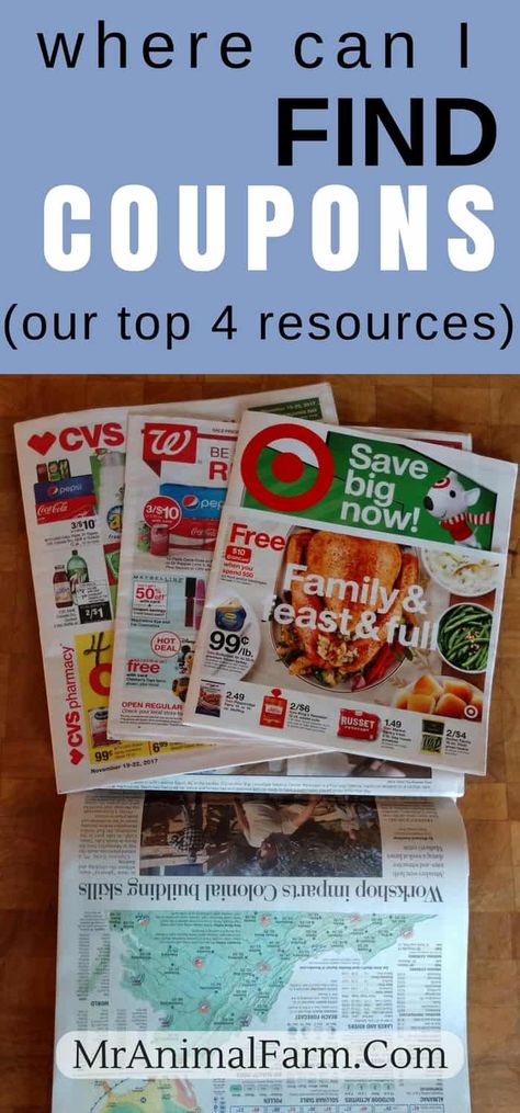 Where to Find Coupons - 4 Main Coupon Sources - Mranimal Farm Best Coupon Apps, Where To Get Coupons, Coupon Hacks, How To Start Couponing, Best Coupon Sites, Saving Money Chart, Couponing For Beginners, Coupon Stockpile, Money Saving Strategies