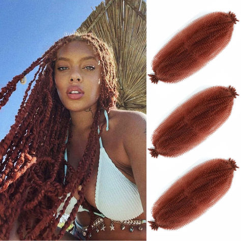 Ginger Afro Twist Hair 16 Inch 3 Packs Springy Afro Twist Hair Pre Fluffed Spring Twist Hair Afro Twist Wrapping Hair for Soft Locs (16 Inch, 3packs, 350#) Afro Spring Twist, Hair For Soft Locs, Ginger Afro, Springy Twist, Afro Twist Hair, Springy Afro Twist, Marley Braiding Hair, Spring Twist Hair, Soft Locs