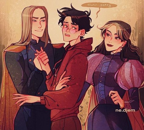 Drarry Family, Harry Potter Scorpius, Lucius Malfoy Art, The Malfoy Family, Slytherin Draco, Harry And Draco, Fem Harry Potter, Narcissa Malfoy, Reason To Live