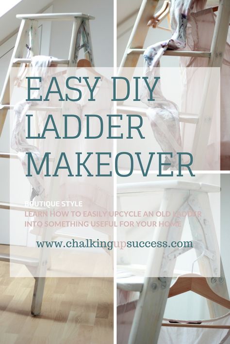 This old wooden vintage step ladder could also be repurposed to be used in the bathroom as a towel rack or in the lounge or kitchen as decoration or bookshelves. Painted with Annie Sloan Chalk paint this creative DIY project fits in with various styles of home decor, including a ‘farmhouse’, ‘shabby chic’, or ‘country cottage’ style. Find this and more inspirational ideas on over on the blog. Why not come over and take a look? #homedecorideas #DIYladderideas #repurposedladder #vintageinspiration Bookshelves Painted, Antique Ladder Decor, Diy Wooden Ladder, Blanket Ladder Decor, Wooden Ladder Shelf, Annie Sloan Painted Furniture, Shabby Chic Furniture Diy, Distressed Furniture Painting, Old Ladder