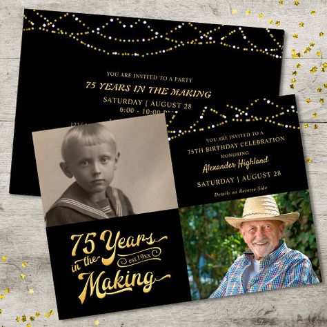 75Th Birthday Retro 75 Years In Making Lights Invitation #zazzle #weddinginvitations #birthdayinvitations #babyshowerinvitations #zazzleinvitations #monogram #businesscards #graduation #homedecor 75th Birthday Invitations Man, 75 Birthday Party Ideas Dad, 75th Birthday Ideas For Dad, 75th Birthday Ideas For Mom, 65th Birthday Invitations, 75th Birthday Invitations, 75 Birthday, Papa Birthday, Happy 75th Birthday