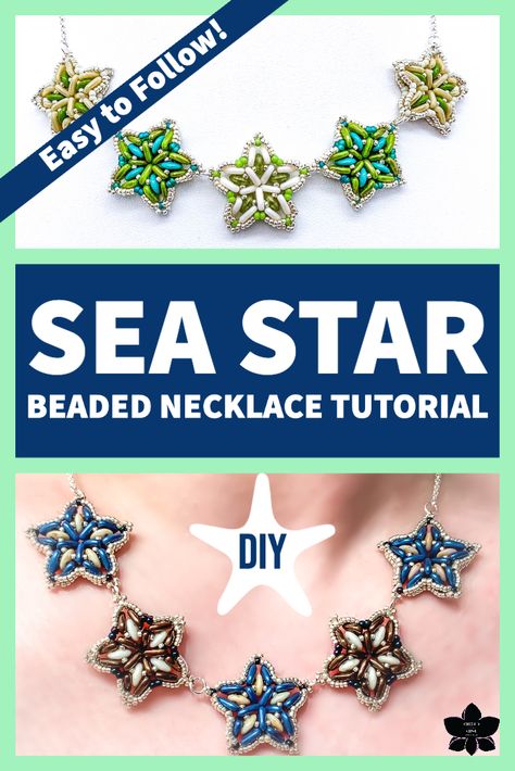 Quadratile Beads Patterns, Beadweaving Patterns Free, Leather Wrapped Crystal, Diy Beaded Necklace, Diy Necklaces Tutorial, Unique Beaded Bracelet, Jewelry Making Tutorial, Beaded Starfish, Jewelry Making Patterns