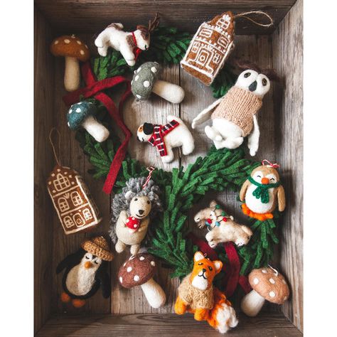 Farmhouse Pottery Felted Festive Pup Ornament - Spot | Wayfair Ornament Photography, Hedgehog Ornament, Hazel Village, Penguin Ornaments, Farmhouse Pottery, Ornaments Tree, Pottery Projects, Christmas Stocking Holders, Holiday Inspo