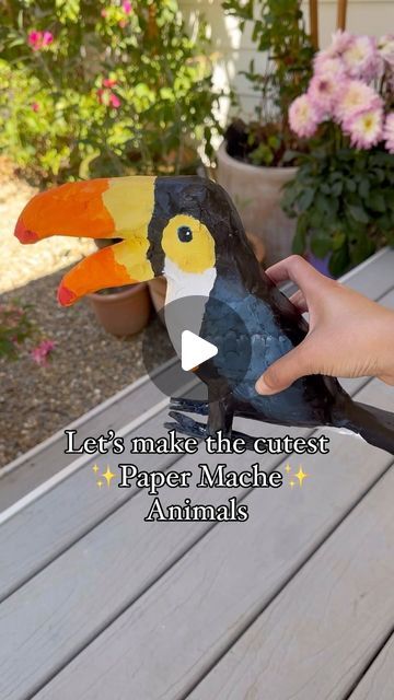 Mia Volk on Instagram: "This paper mache animal diy project is so easy to do with items you can easily find around the house!  Using foil to create your form makes this project so easy! Then all you need are paper, paste, paint and about a day including drying time to make some beautiful paper mache figures, great for parties, school projects, and even as cute decor!   So easy for kids to do, but also fun for grown ups too ☺️  If you try this diy craft, let me know!  #papermache #papercrafts #crafting #kidscrafts #diy #diycrafts #schoolprojects #diypartydecor #diydecor #craftymom" Easy Papier Mache, How To Make Paper Mache Animals, Paper Mache Birds How To Make, Animal Paper Mache, Paper Mache Crafts For Kids Easy, Paper Mache Kids Crafts, Paper Mache Ideas For Kids, Papier Mache Animals, Paper Mache Animals For Kids