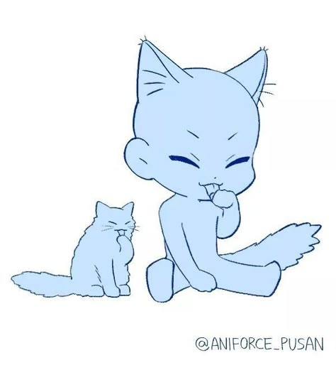 Chibi Holding Cat Pose, Chibi Cat Base, Anime Chibi Poses Reference, Chibi Poses Reference Cute, Chibi Sketch Poses, Chibi Base Pose Cute, Cute Chibi Drawings, Chibi Base Pose, Ych Cute