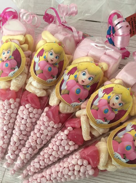 Princess Peaches Party, Princess Peach Dessert, Princess Peach Dessert Table, Mario Princess Birthday Party, Princess Peach And Daisy Birthday Party, Peaches Birthday Party Mario, Princess Peach Candy Table, Peaches Birthday Party, Super Mario Peach Birthday Party