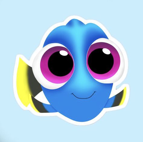 Purple Drawing, Baby Dory, Drawing Sticker, Graduation Stickers, Finding Dory, Finding Nemo, Purple Eyes, Yellow Purple, Round Stickers