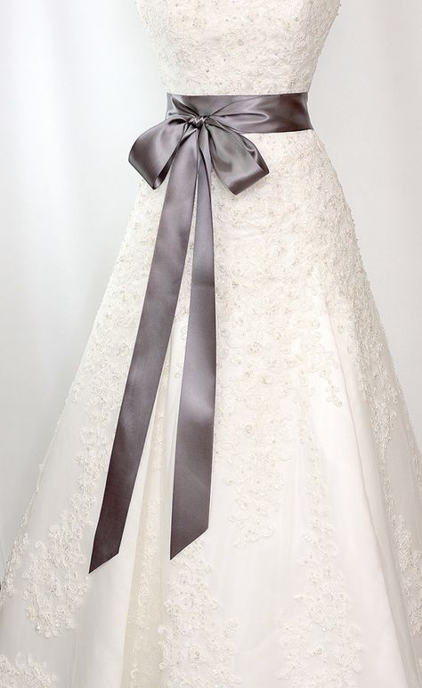 Bridal Sash - Romantic Luxe Satin Ribbon Sash - Wedding Sashes - Deep Graphite Gray - 2.25 in - Bridal Belt on Etsy, $24.00 South African Traditional Dresses, Muslimah Wedding Dress, Wedding Dress Sash, Wedding Dress Belt, Red Wedding Dresses, For Wedding Dress, Dress Sash, African Traditional Dresses, Wedding Sash